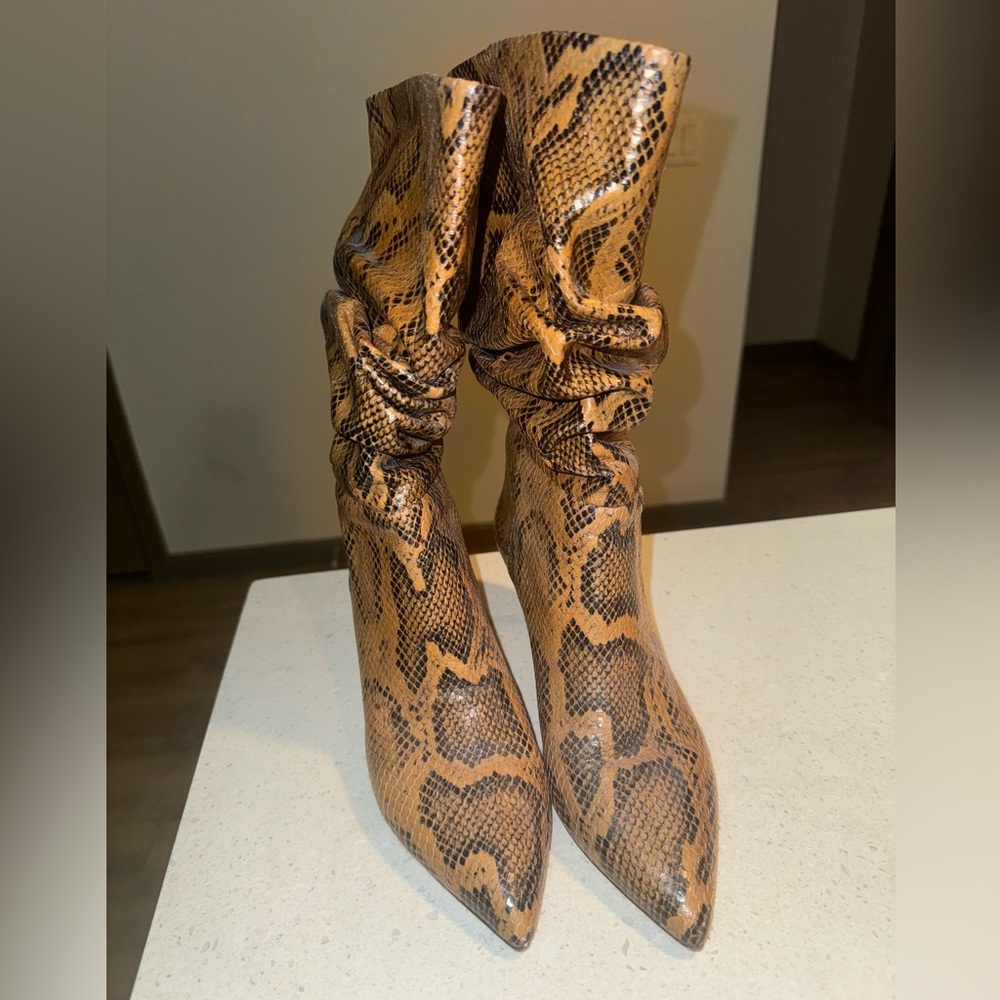 Paris Texas Leather Animal Print Midi Boot. Worn Once
